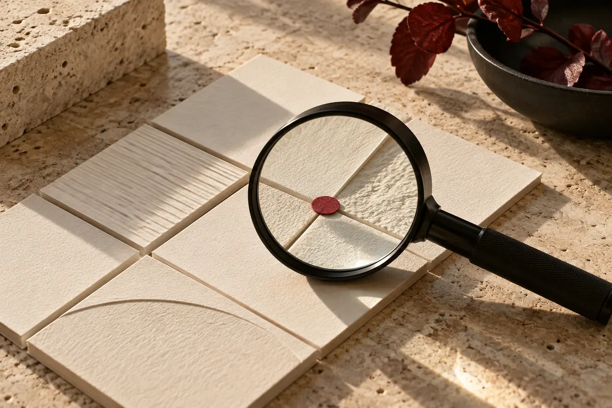 Loupe examinant une composition de papier