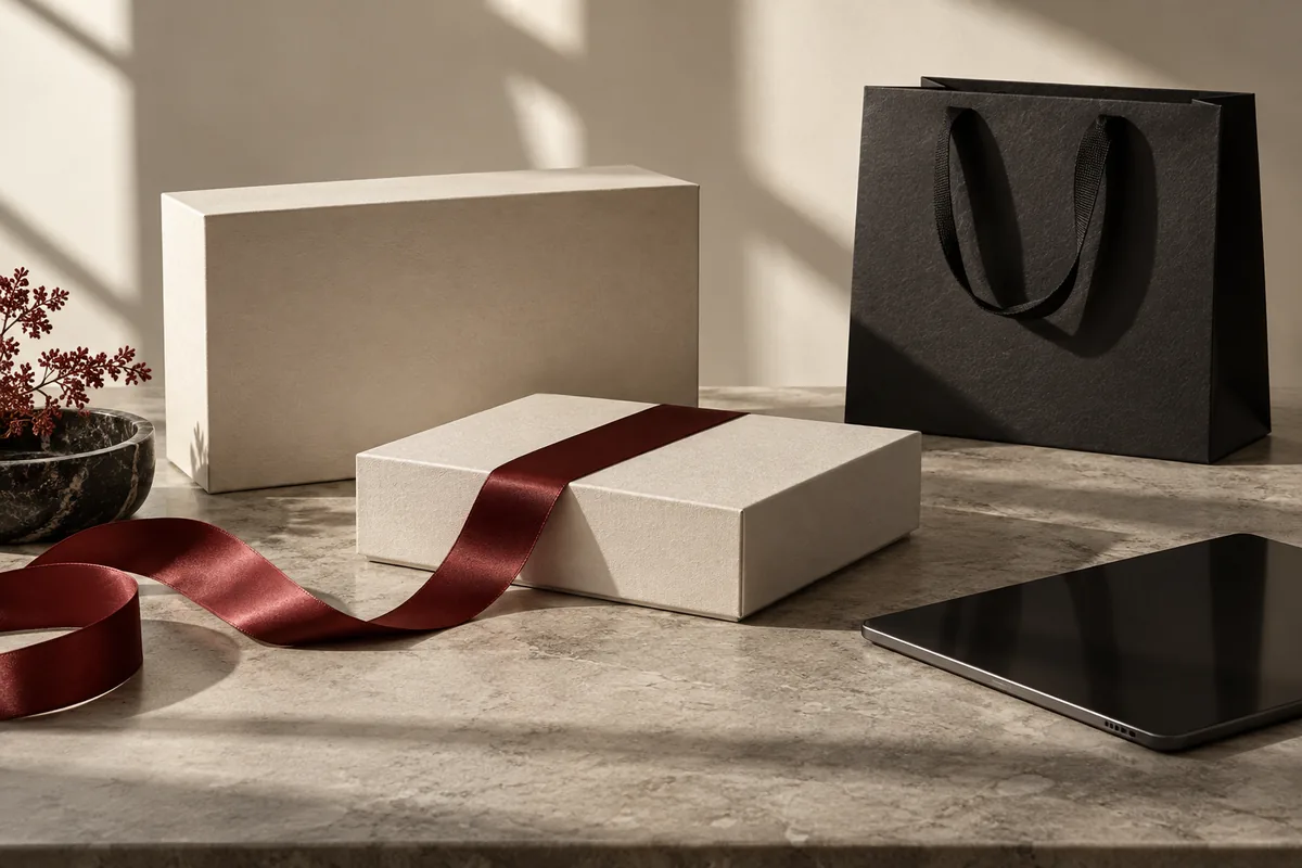 Boîtes et ruban de la collection e-commerce