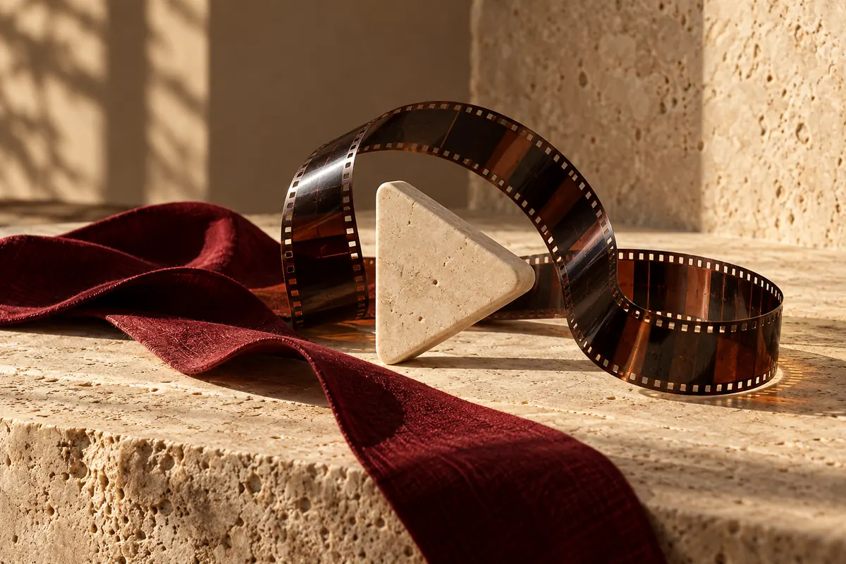 Ruban de film et triangle de lecture sculptural